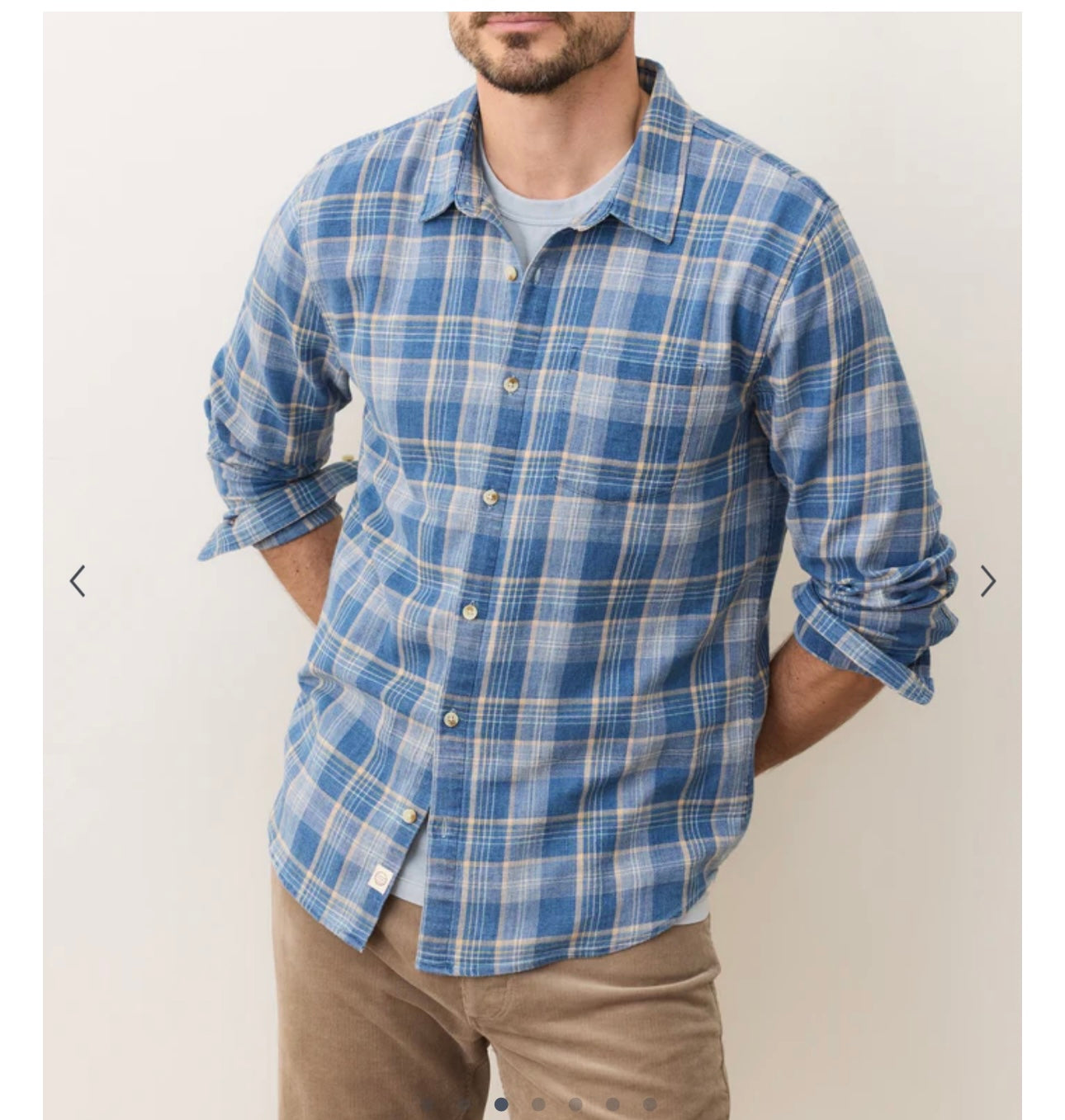 Marine Layer Classic Stretch Selvage Shirt-Blue Indigo Plaid