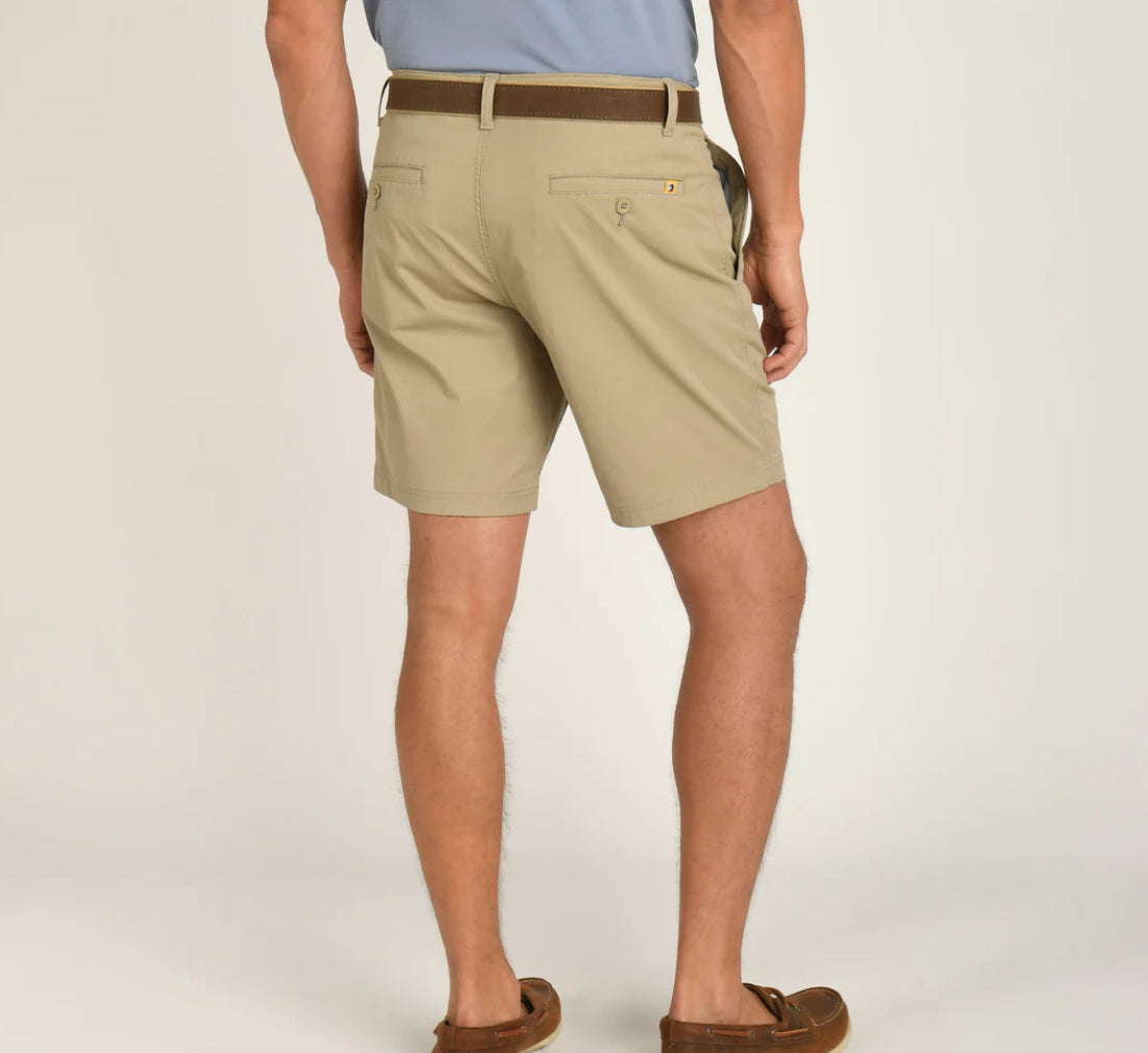 Duck Head Harbor Performance Shorts Khaki 8 inch