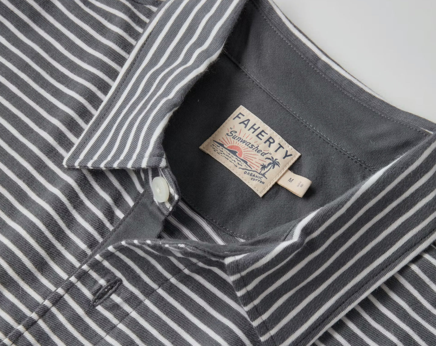Faherty Sunwashed T Shirt Polo Ocean Stone Stripe