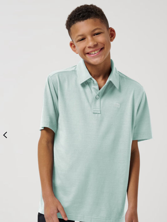 Travis Mathew Youth the Heater Eggshell Blue Polo
