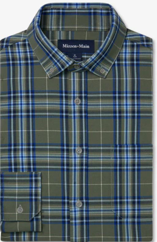 Mizzen and Main City Flannel Olive Thomas Plaid