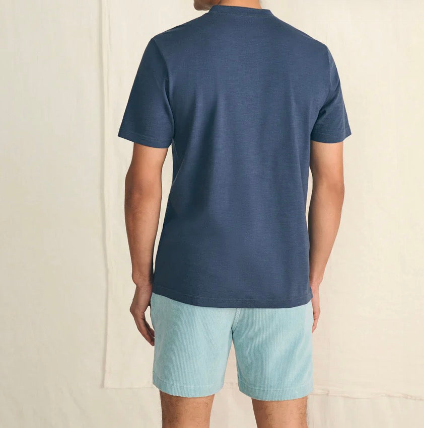 Faherty SS Sunwashed Henley Dune Navy