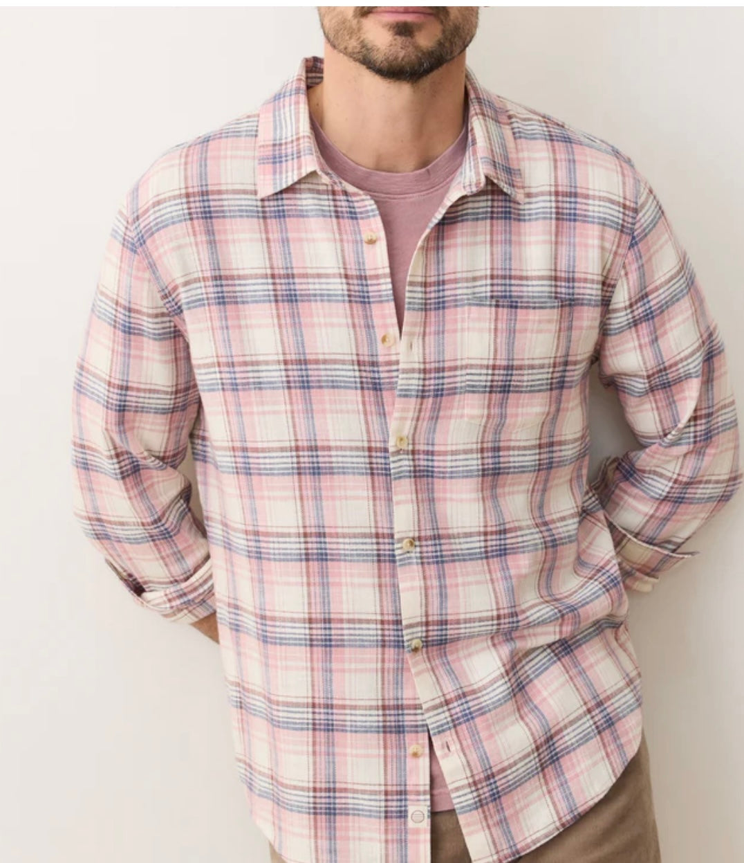 Marine Layer Classic Stretch Salvage Shirt- Warm Multi Plaid
