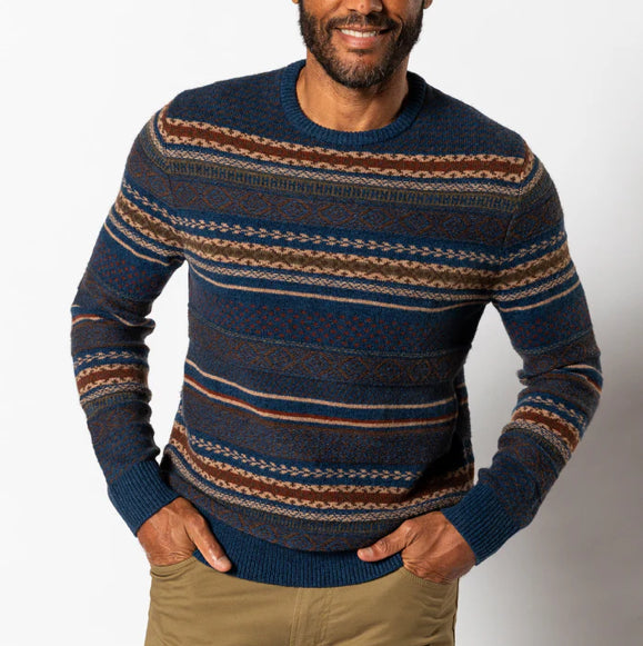 Duck Head Birch Fair Isle Maritime Blue Heather Sweater