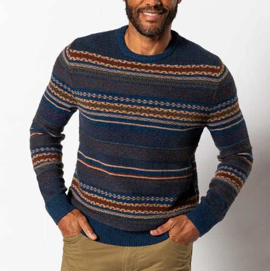 Duck Head Birch Fair Isle Maritime Blue Heather Sweater