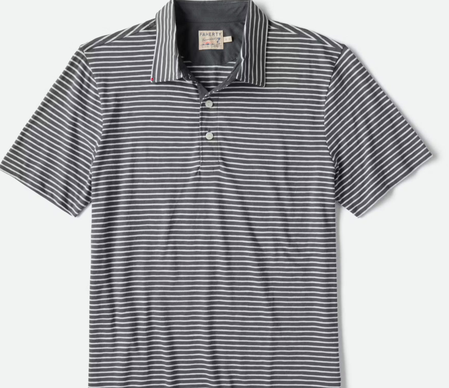 Faherty Sunwashed T Shirt Polo Ocean Stone Stripe