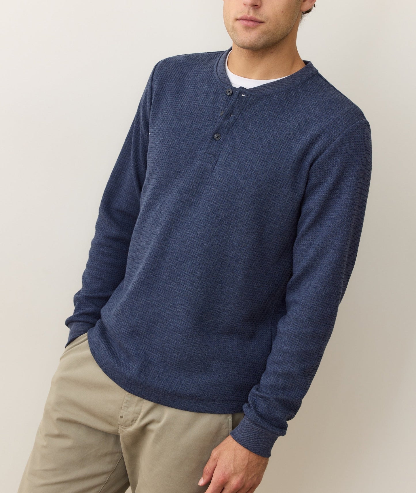 Marine Layer Waffle Henley -Blue