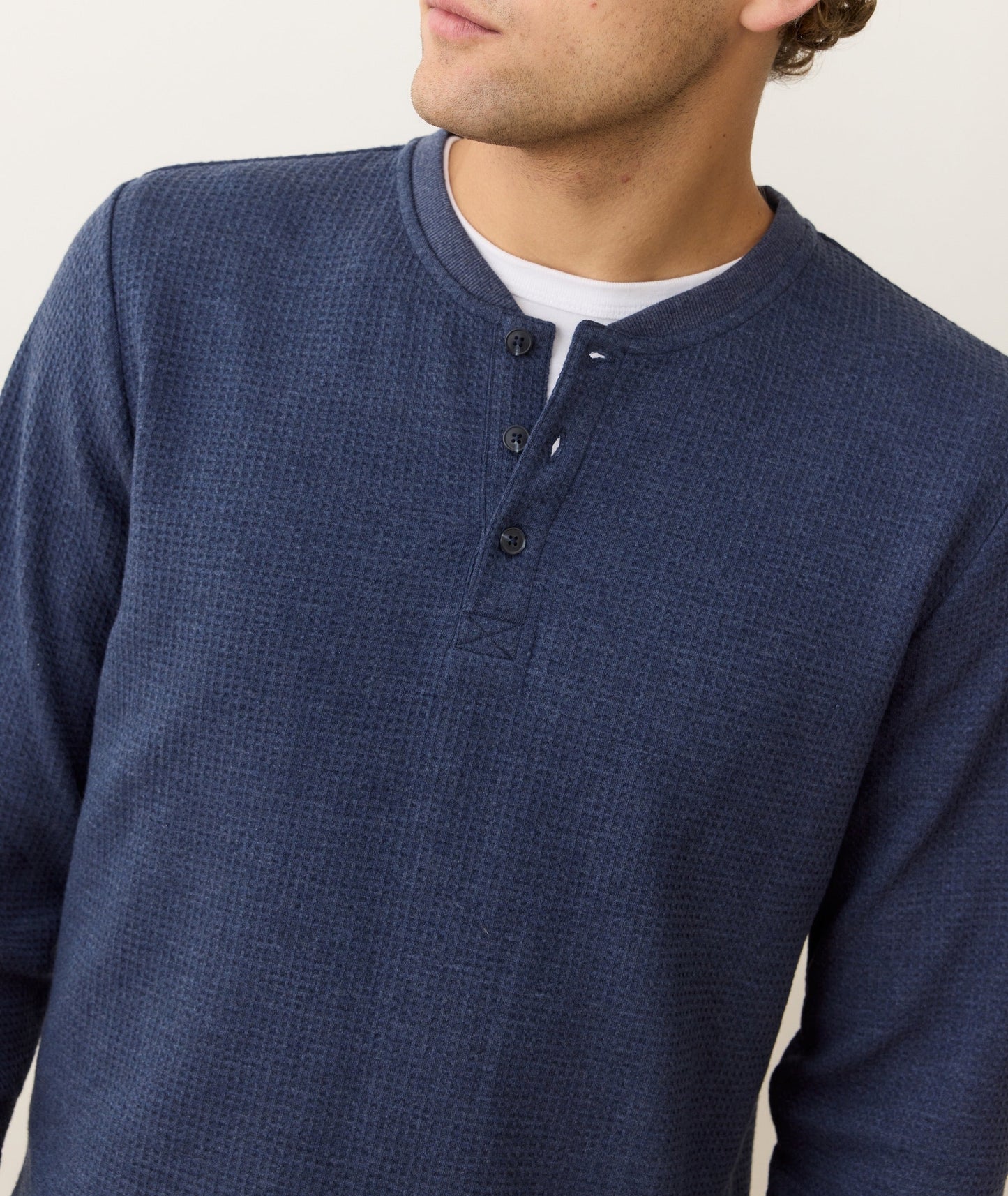Marine Layer Waffle Henley -Blue