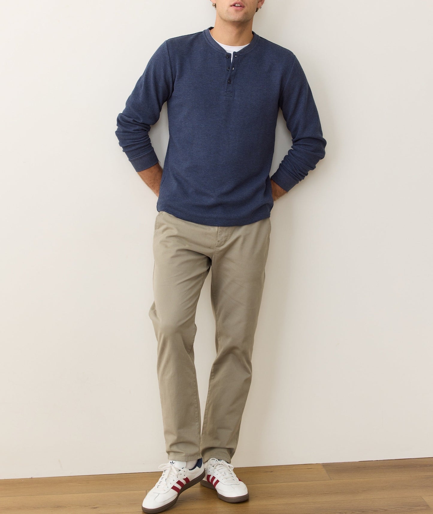 Marine Layer Waffle Henley -Blue