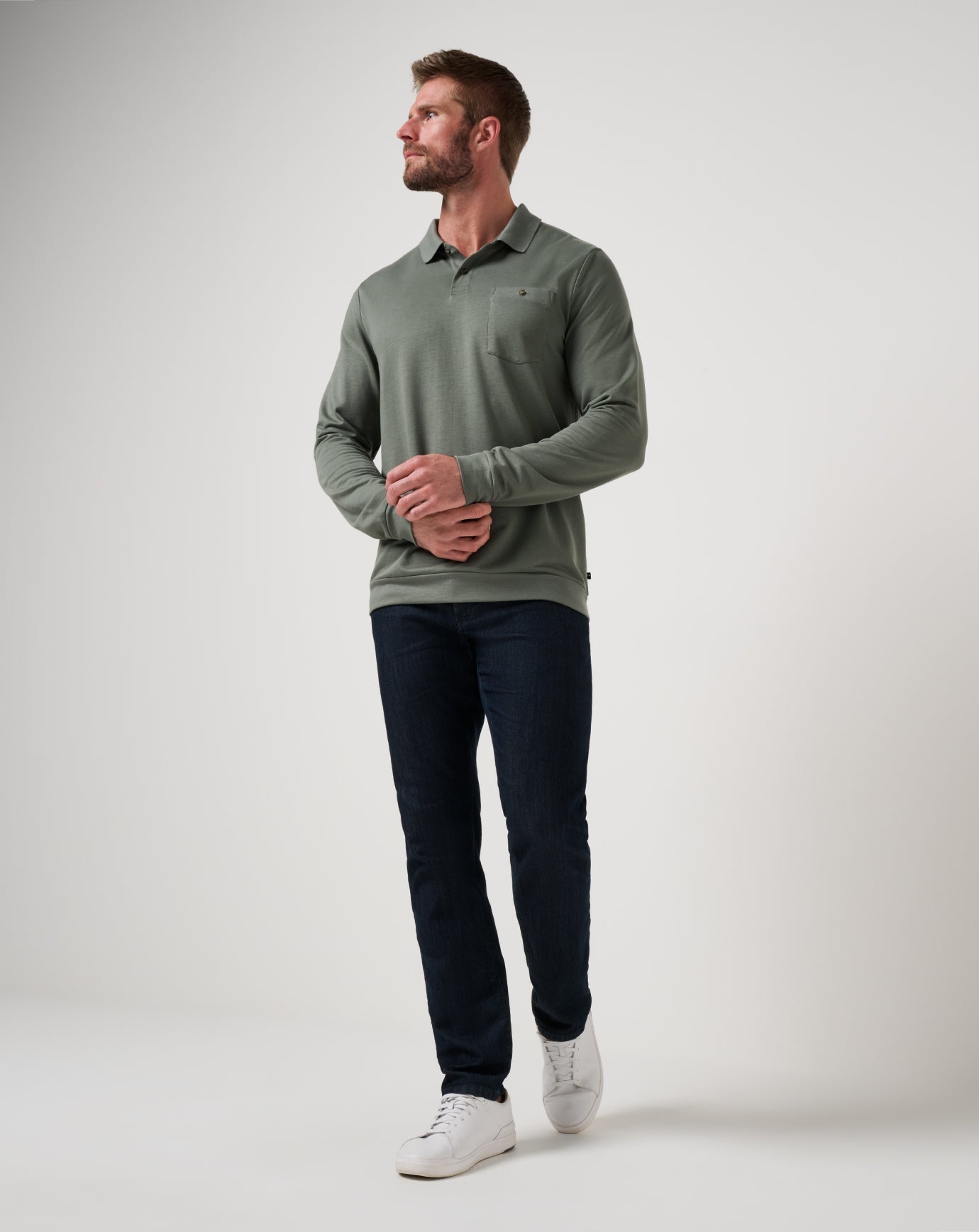 Travis Mathew December First Sweater Polo-Dark Olive