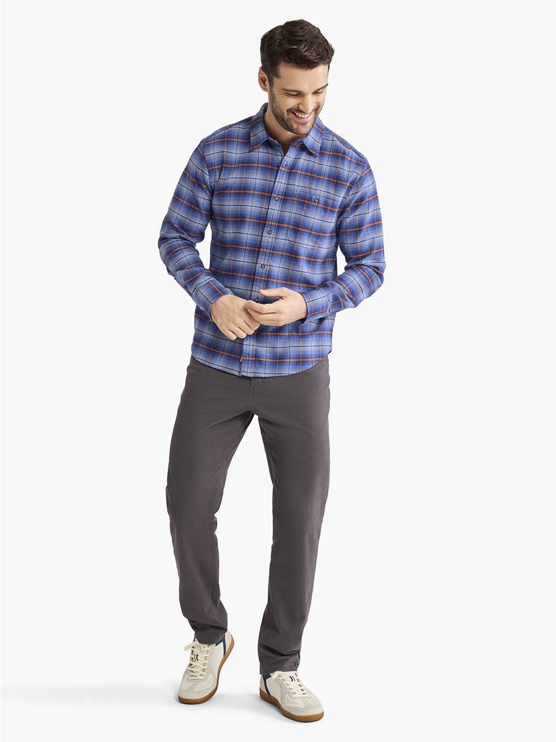 Fair Harbor Seaside Lightweight Flannel Shirt- blue sky plaid