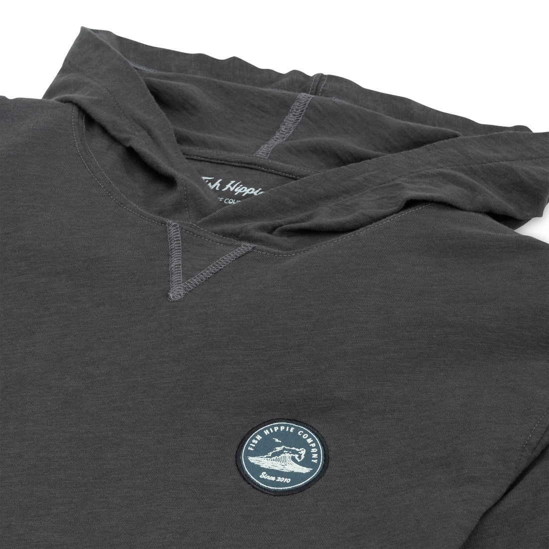 Fish Hippie Slub Patch Hoodie-Black