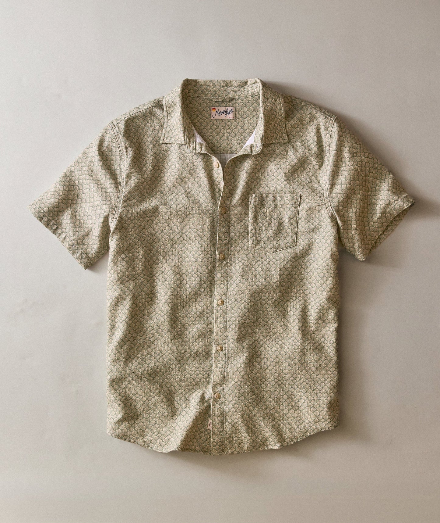 Marine Layer Stretch Selvage Short Sleeve Shirt- Sage