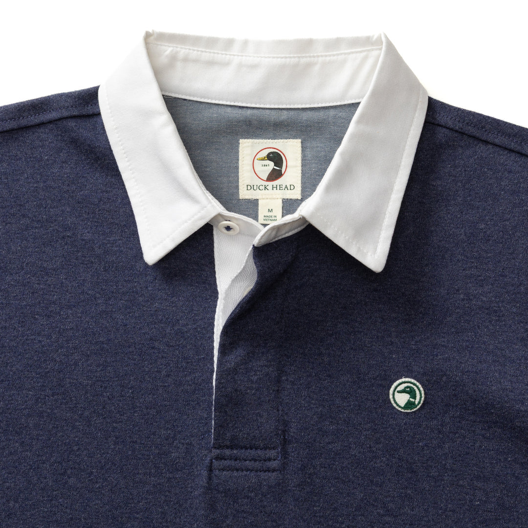 Duck Head Heathered Legacy Rugby Shirt- Navy