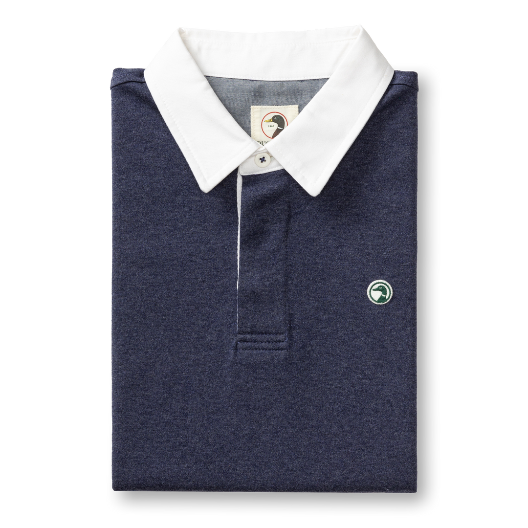 Duck Head Heathered Legacy Rugby Shirt- Navy