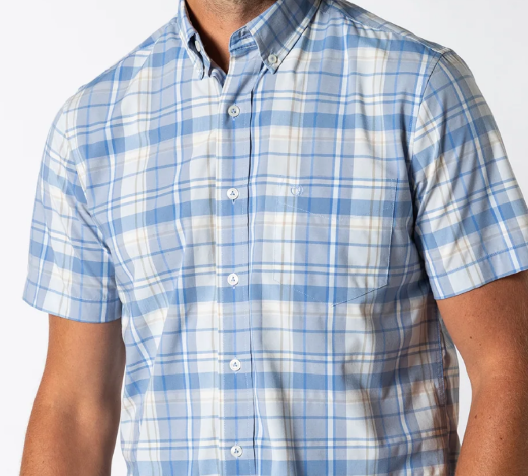 Duck Head Performance Poplin Light Blue SS Button Up