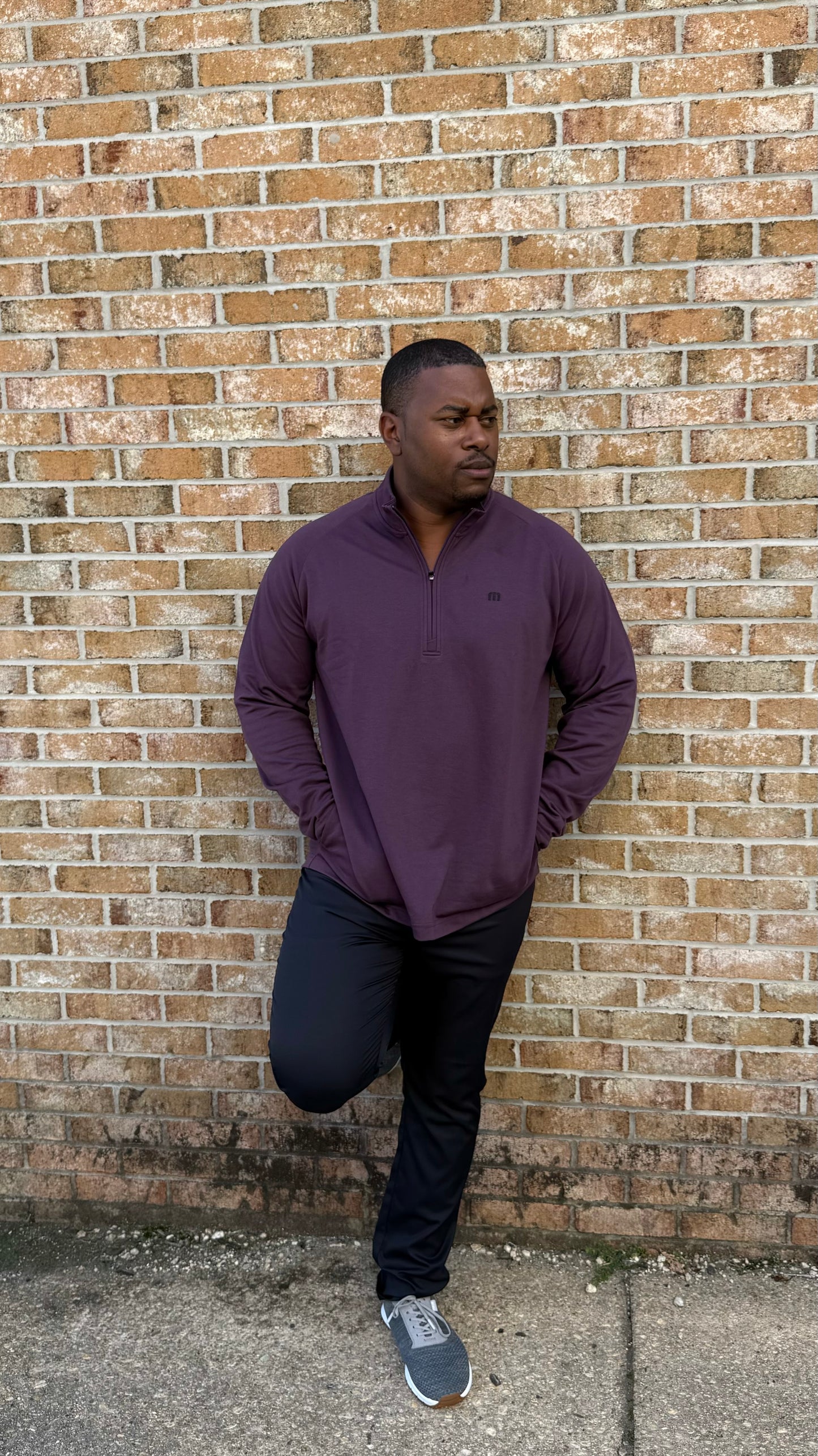 Travis Mathew Upgraded 1/4 Zip Plum