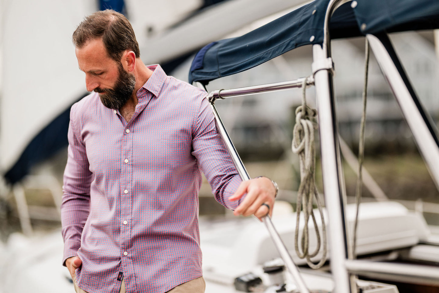 Fatherly Movement Shirt- Blue Rose Gingham