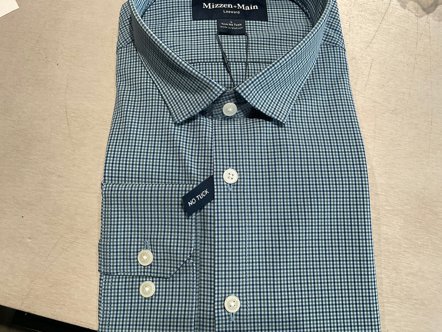Mizzen & Main Midnight Navy Simon Plaid Leeward No Tuck LS