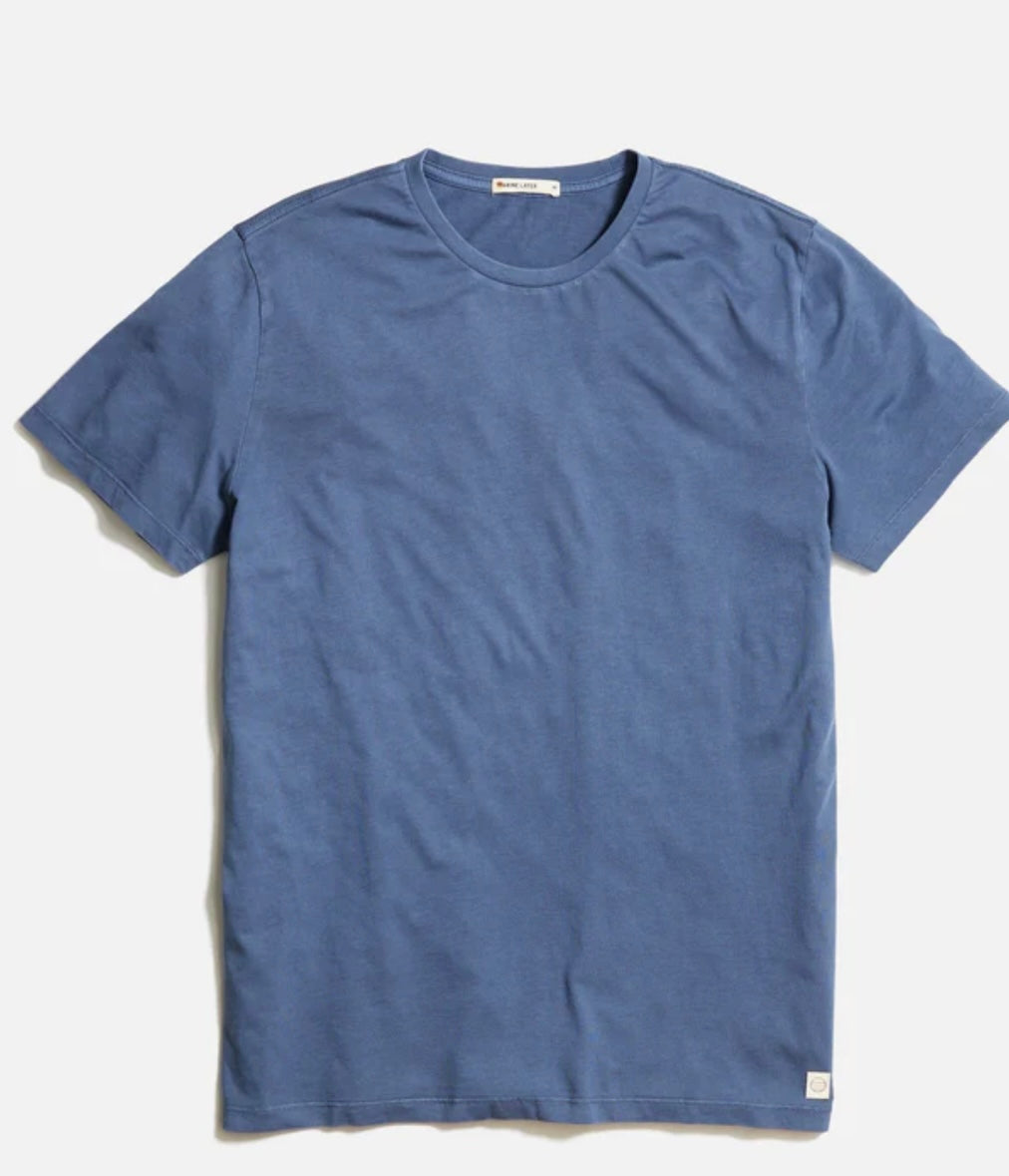 Marine Layer Signature Crew Tee- Faded Denim