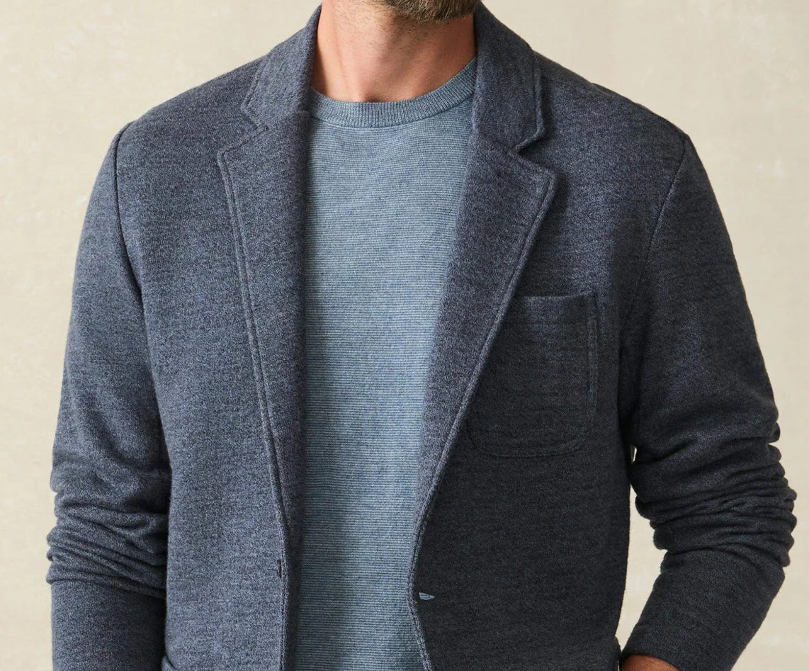 Faherty Inlet Knit Blazer Deep Navy