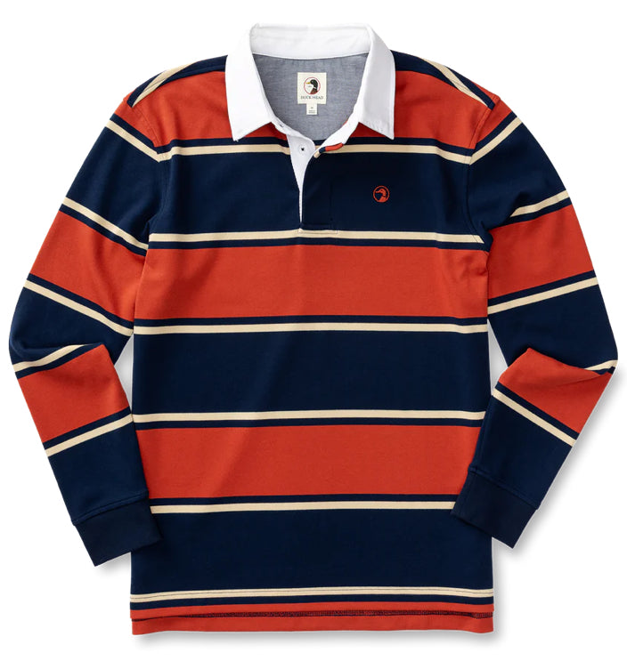 Duck Head LS Legacy Stripe Rugby Red Ochre