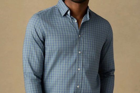 Faherty Movement Shirt Sage Marine Gingham LS