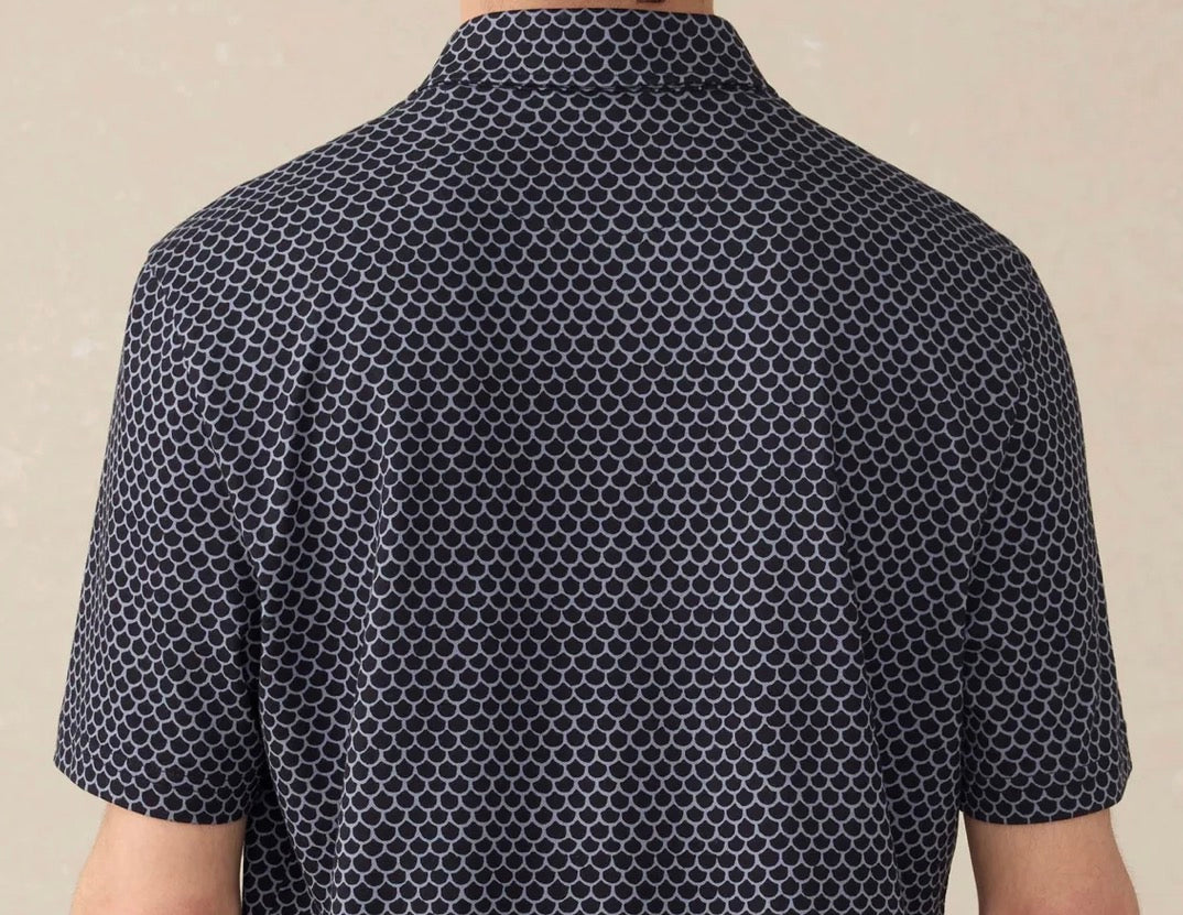 Faherty SS Movement Pique Polo Midnight Fishscale