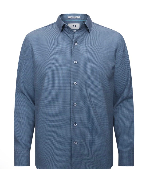 American Heritage Indigo Geo Print Performance LS Shirt