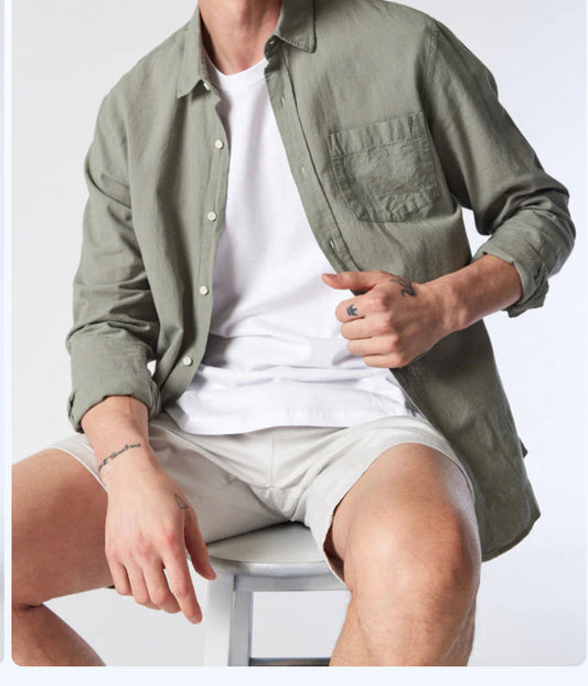 Mavi Noah Oyster Mushroom Twill Shorts