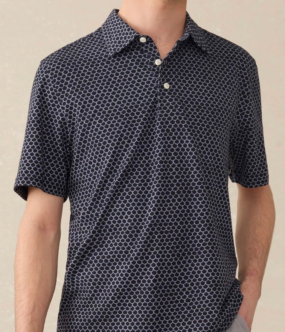 Faherty SS Movement Pique Polo Midnight Fishscale