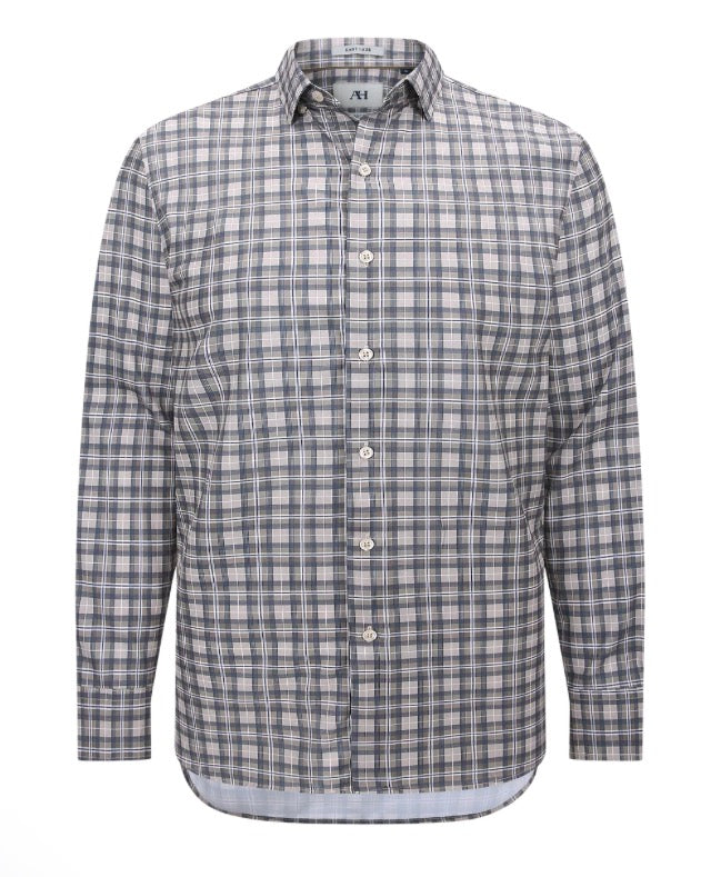 American Heritage Melange Taupe Plaid Shirt