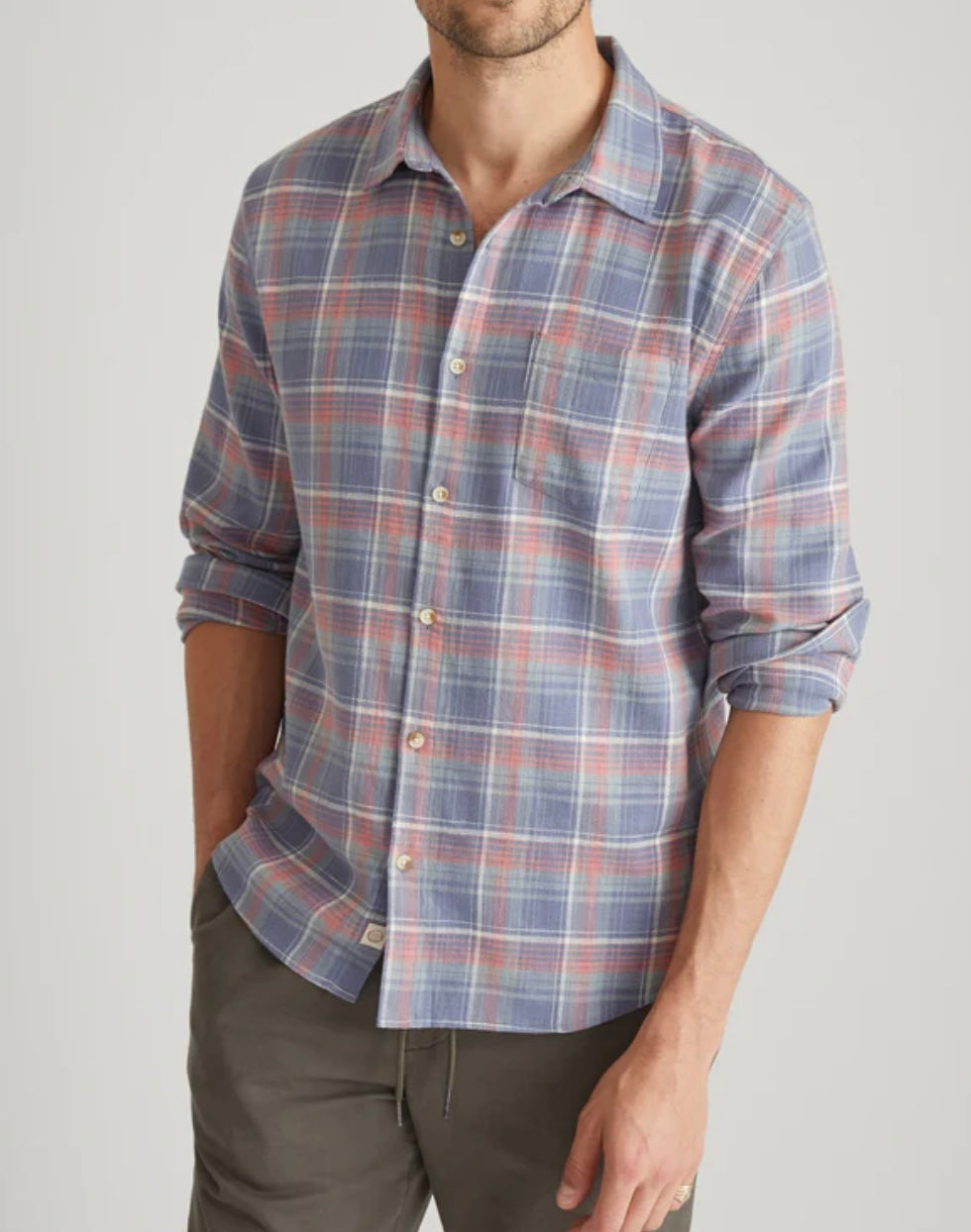 Marine Layer Classic Stretch Selvage Shirt-Multi Plaid