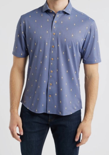 Johnnie O Hula Dance Navy Button Up