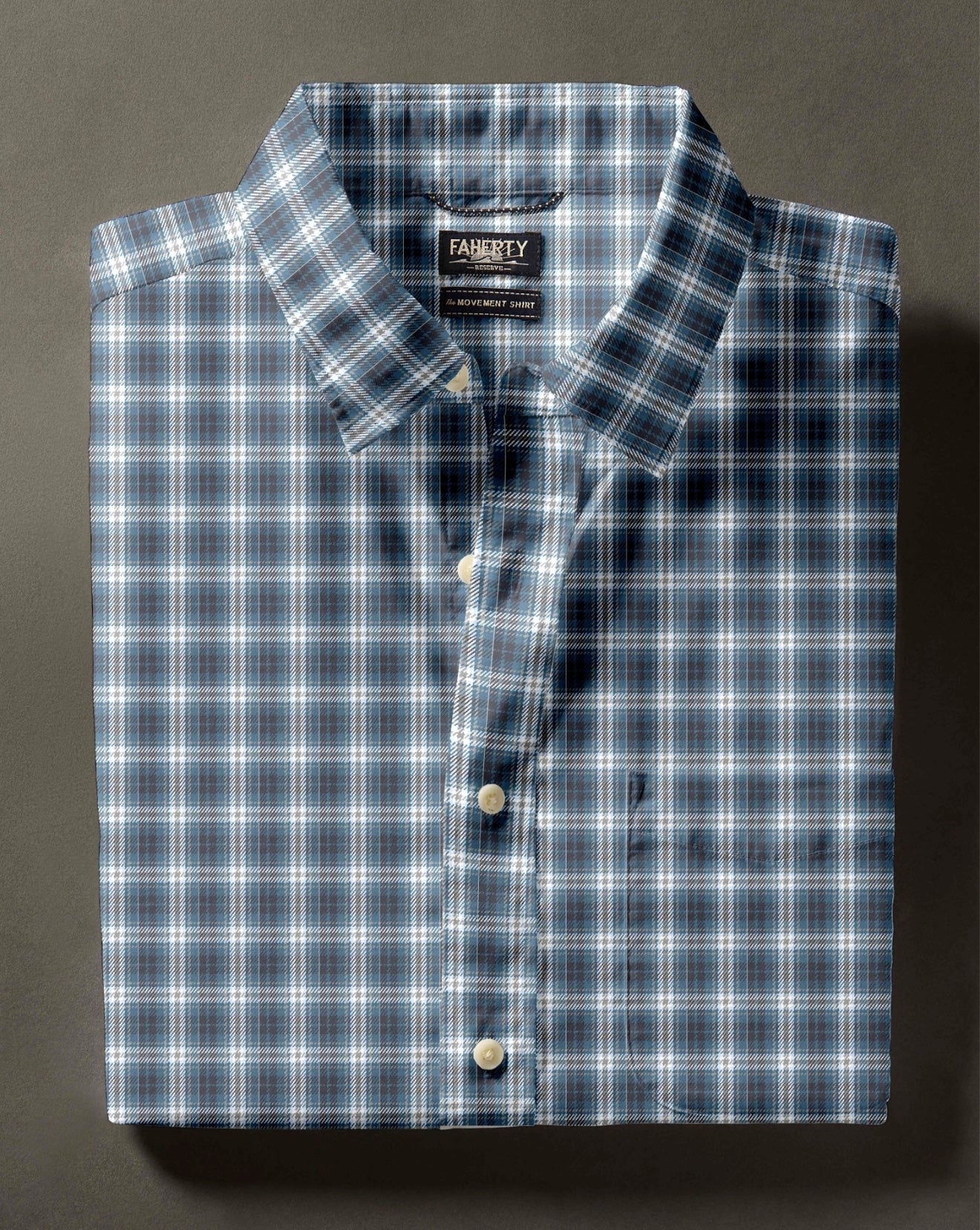 Faherty Movement Button Down-Azure  Night Plaid