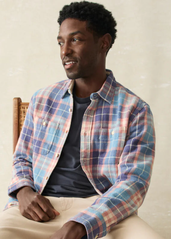 Faherty The Surf Flannel Blue Bristol Plaid