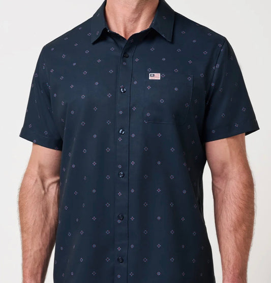 Travis Mathew Techwoven Summer Button Up Shirt Total Eclipse