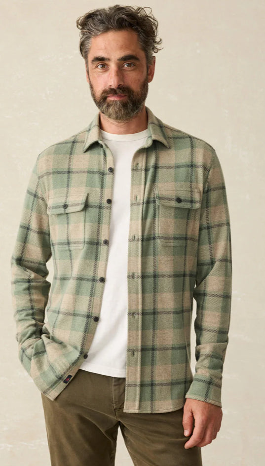 Faherty Legend Sweater Shirt Forest Drive Plaid