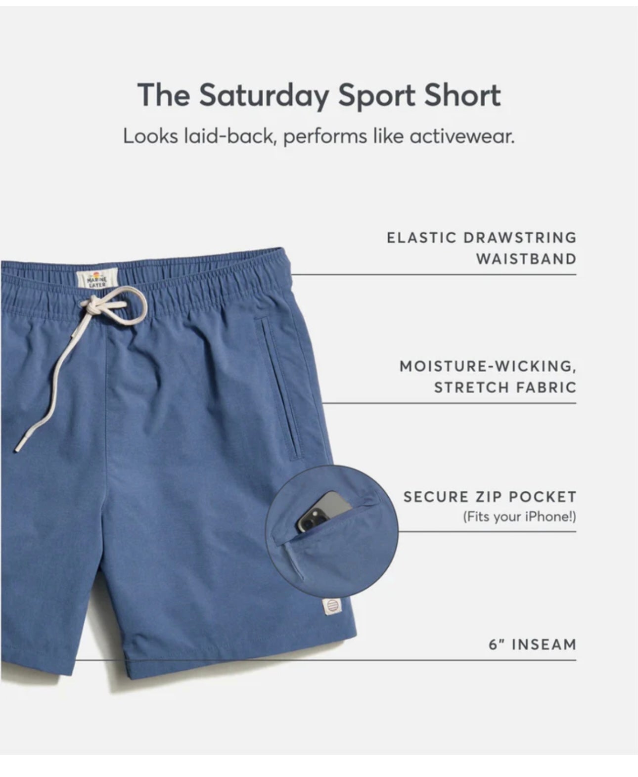 Marine Layer Saturday Short/ Navy