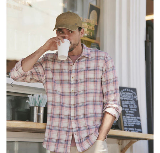Marine Layer Classic Stretch Salvage Shirt- Warm Multi Plaid