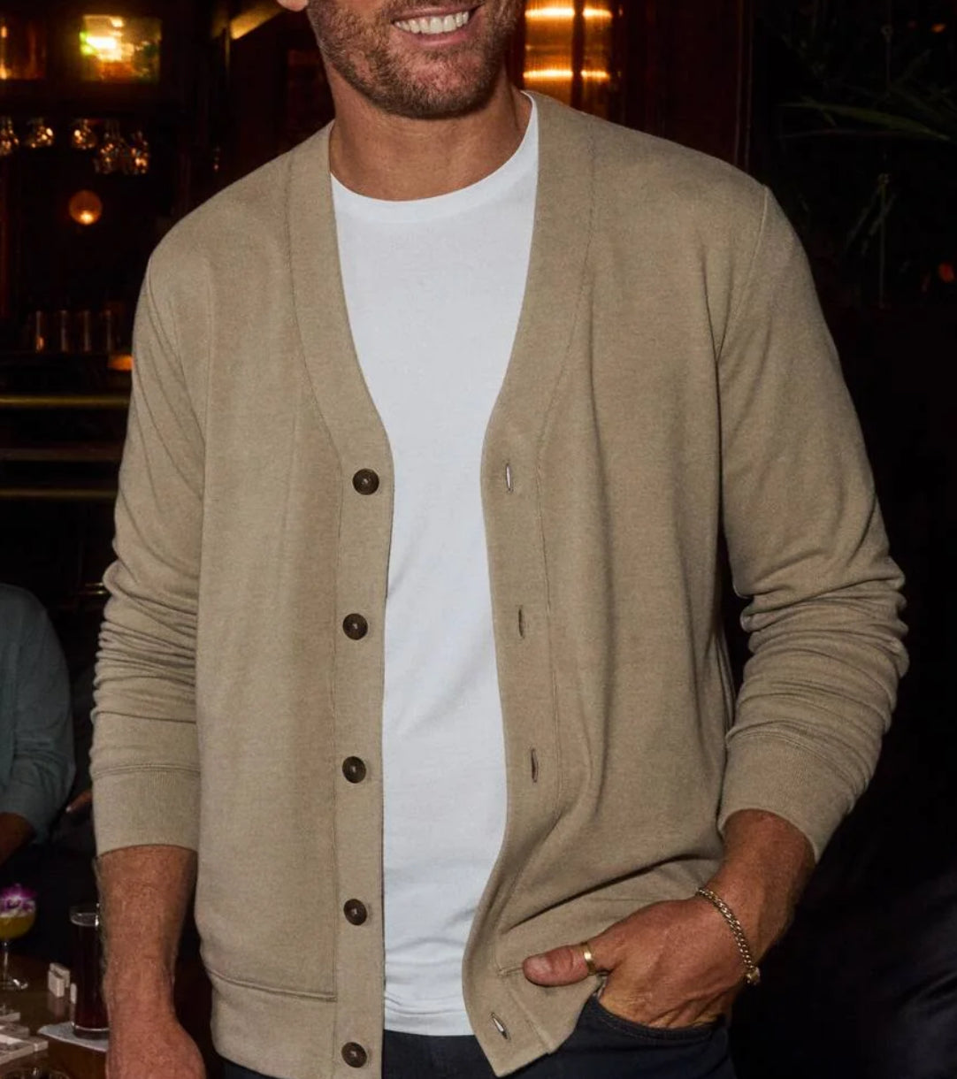Travis Mathew Cloud Cardigan Sweater Heather Weathered