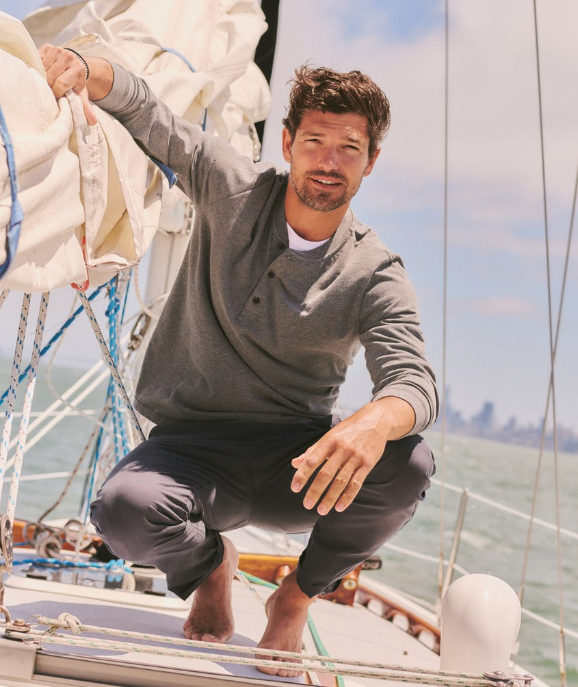 Marine Layer Luxe Jersey Henley- Grey