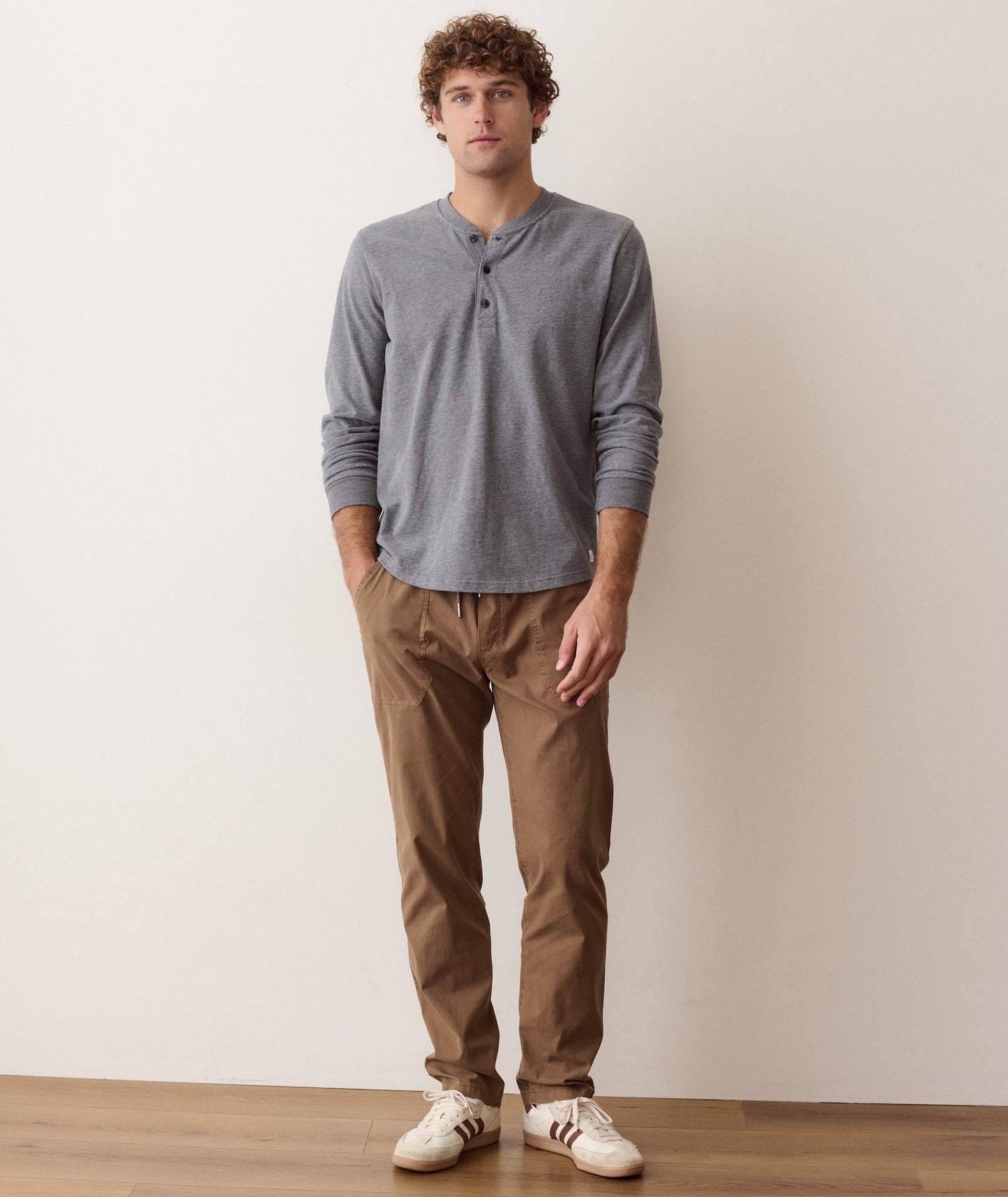 Marine Layer Luxe Jersey Henley- Grey