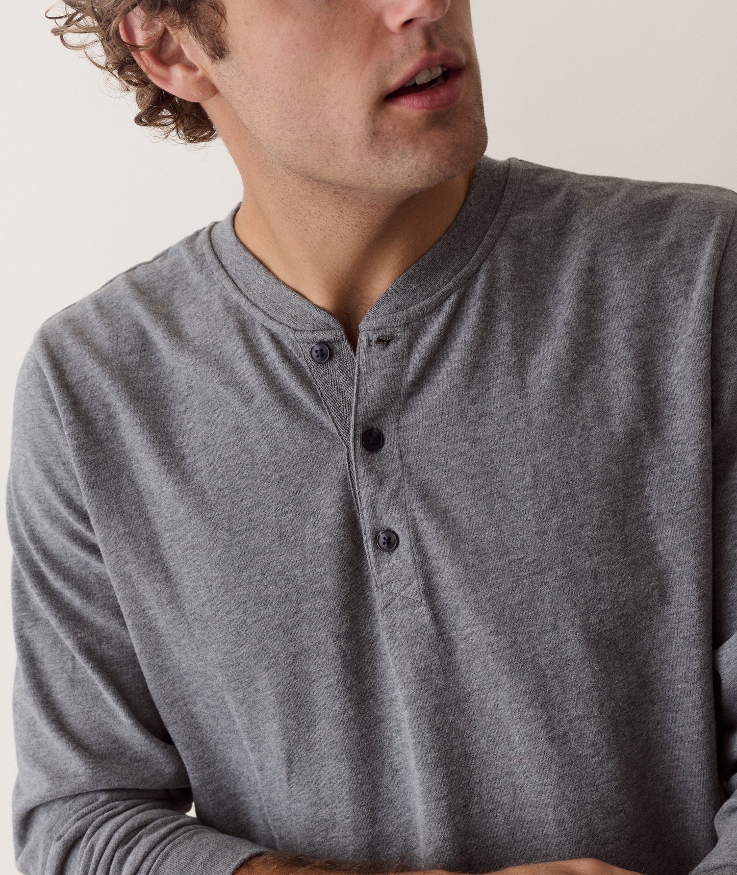 Marine Layer Luxe Jersey Henley- Grey