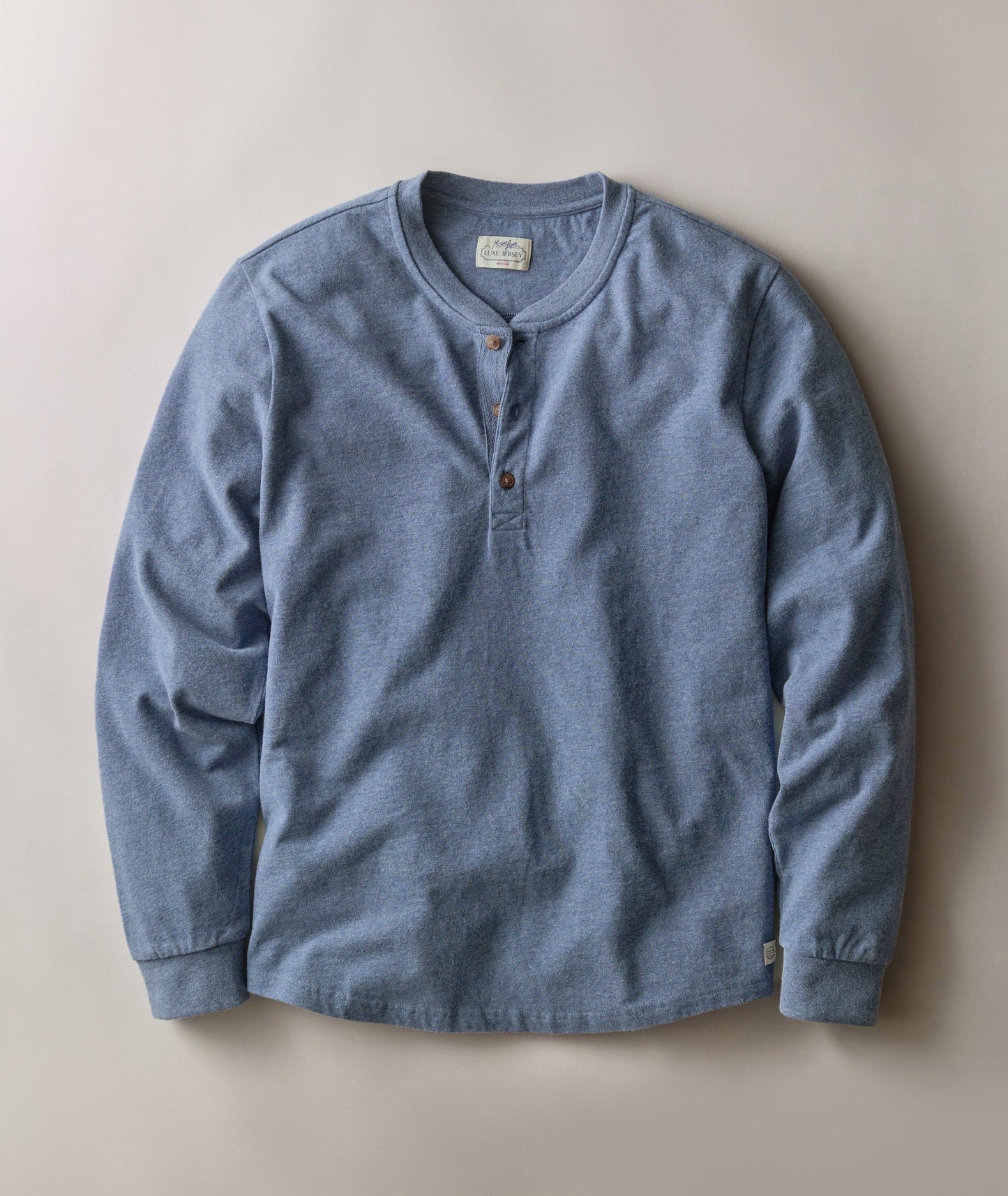 Marine Layer Luxe Jersey Henley -Blue Heather