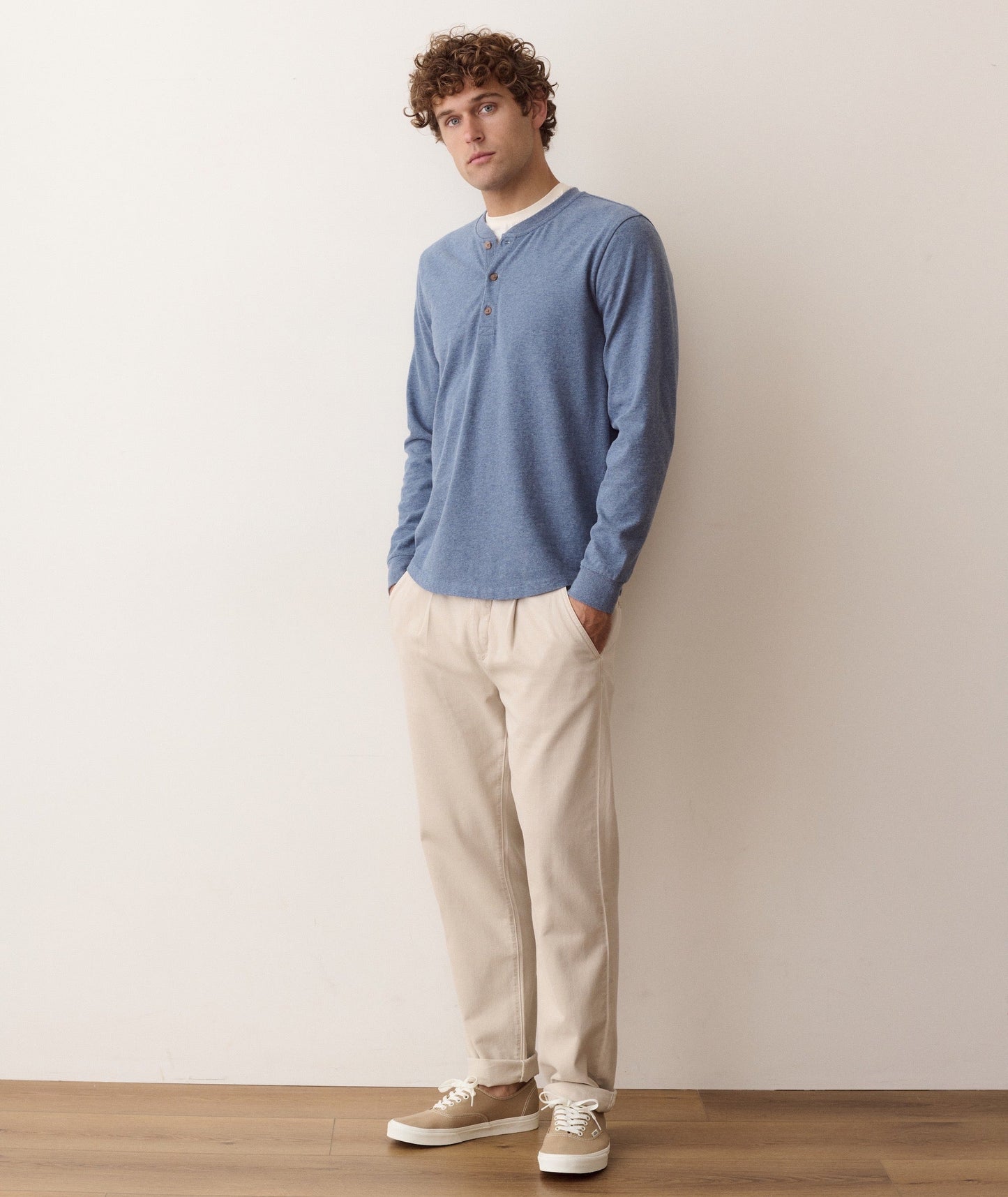 Marine Layer Luxe Jersey Henley -Blue Heather