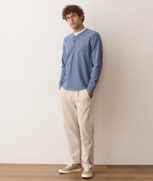 Marine Layer Luxe Jersey Henley -Blue Heather
