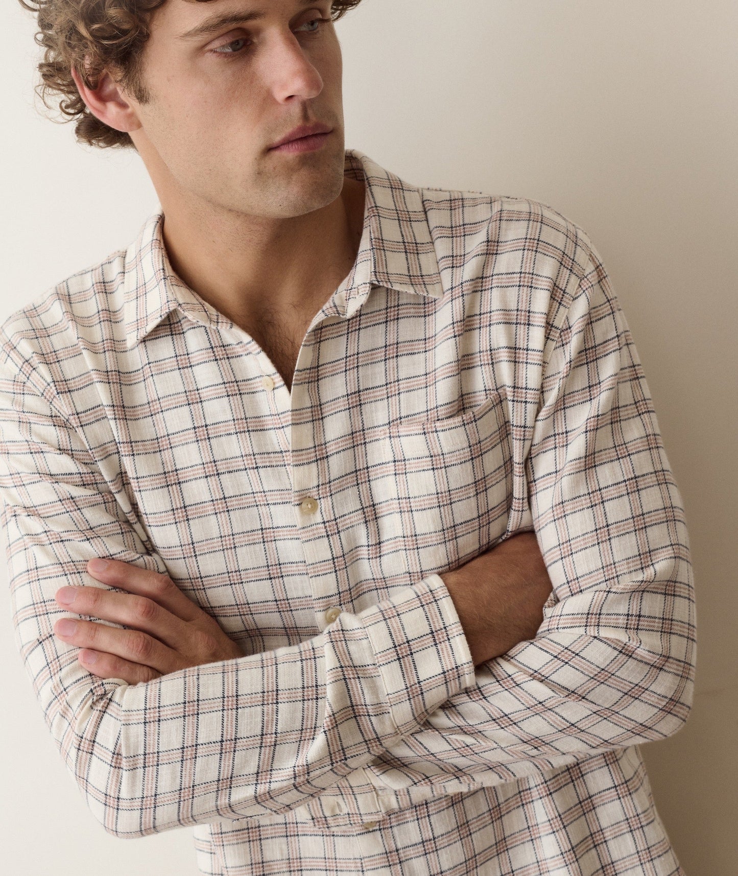 Marine Layer Stretch Selvage Long Sleeve Shirt-white Navy check