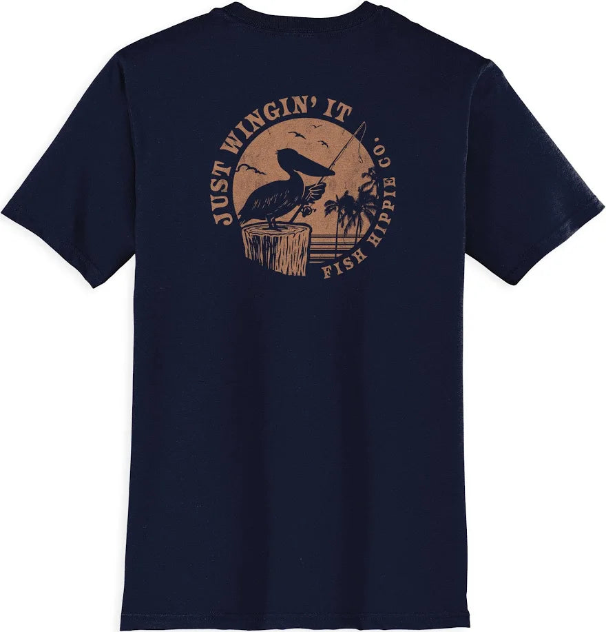 Fish Hippie Docksidr Just Wing It Tee-Navy