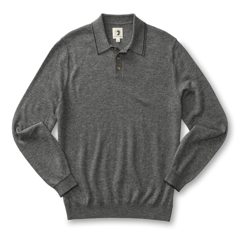 Duck Head Jonas Merino Polo Sweater-Grey